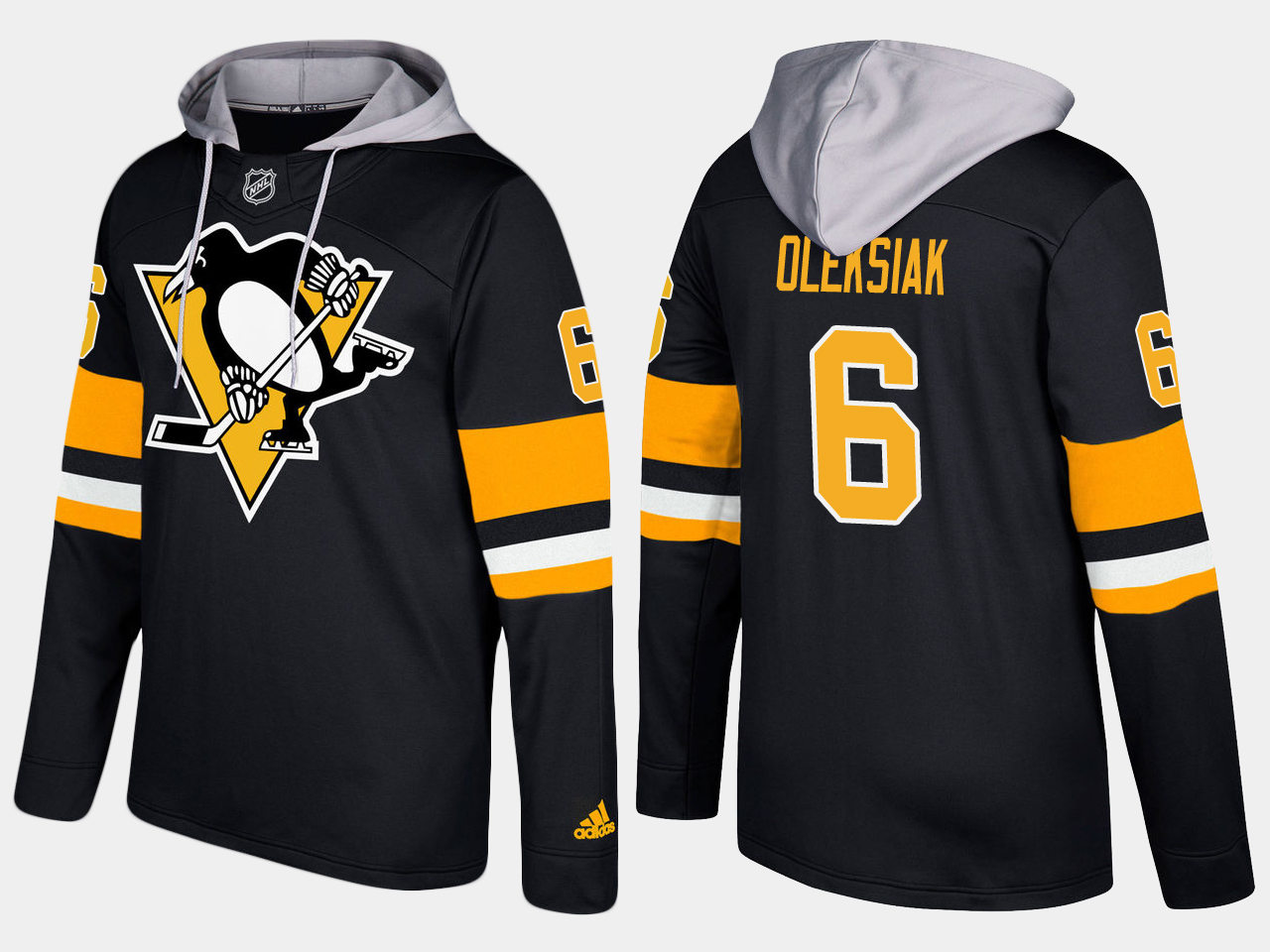 Men NHL Pittsburgh penguins 6 jamie oleksiak black hoodie